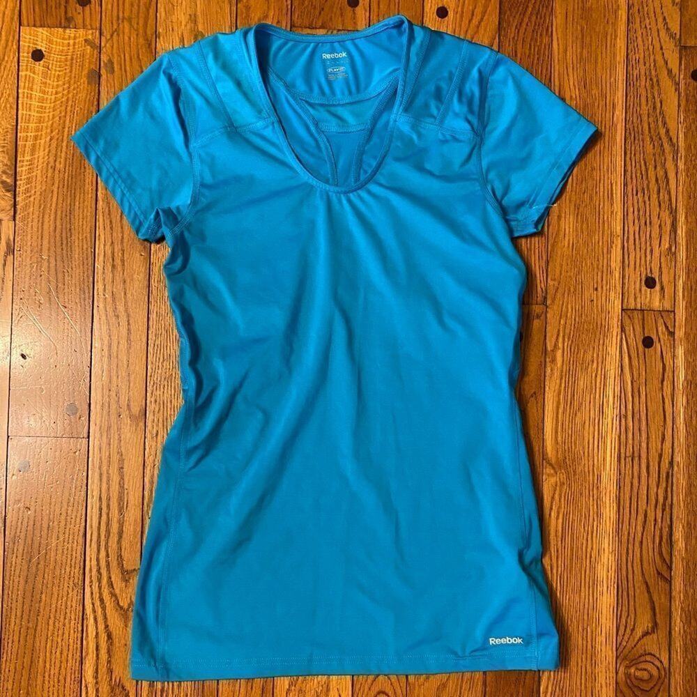 Reebok Play cool Simply Tone aqua blue shirt sleeve‎ athletic activewear top
